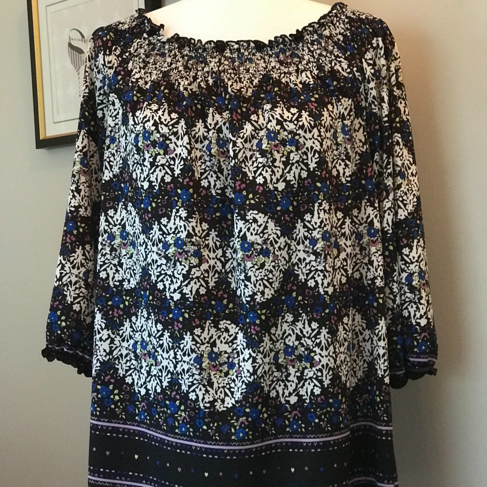 INC - Black/White Print - Three Quarter Sleeve Top